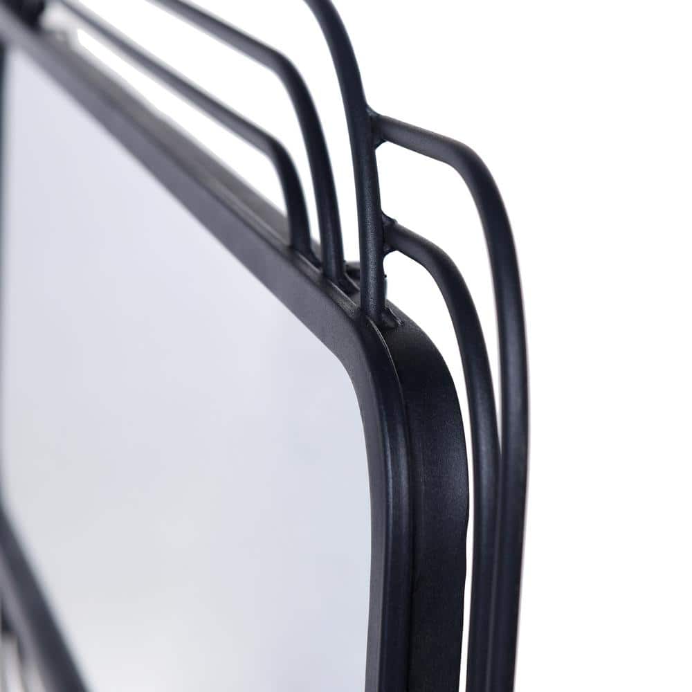 Gemma 36.5'' Matte Black Mid-Century Modern Rectangular Wall Mirror