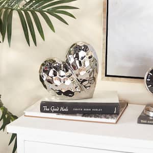 Silver Porcelain Dimensional Angled Origami Inspired Heart Sculpture
