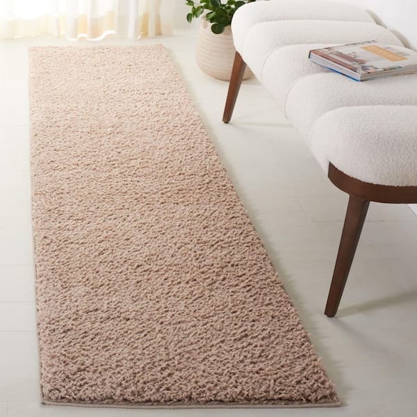 Rumi Shag 2 ft. x 8 ft. Beige Modern Solid Runner Rug