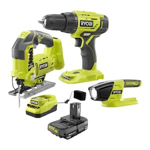 Ryobi One+ 18V Cordless Combo Kit (3-Tool) with (1) 1.5 Ah Battery and Charger