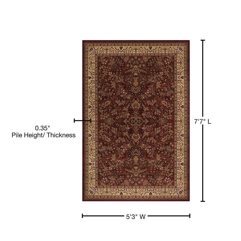 Red Medium Pile Synthetic Oriental Area Rug