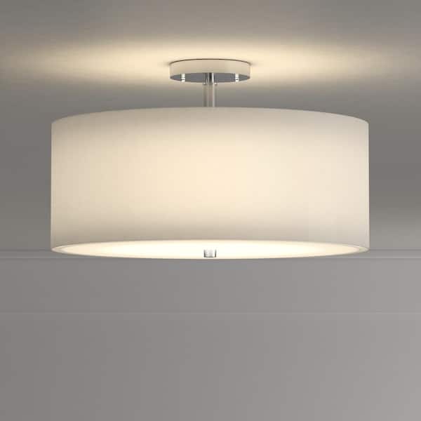 Clara 16 in. 3-Light Chrome Semi-Flush Mount Light