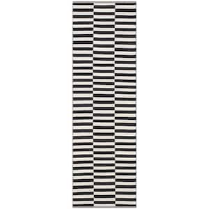 Montauk Ivory/Black 2 ft. x 7 ft. Striped Runner Rug