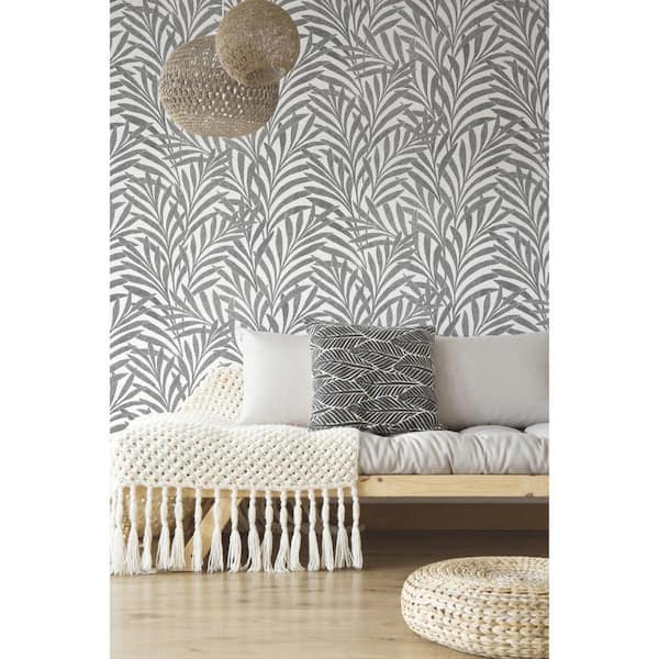 Ronald Redding Cream and Black Tea Leaves Stripe Unpasted Paper Wallpaper Matte, (27 in. x 27 ft.)