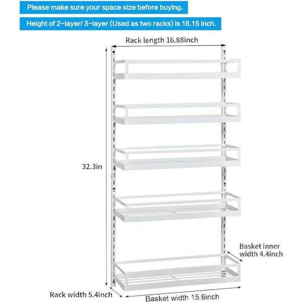 Whatseaso 15.6 in. 5 Tier Metal Wall Mount Spice Rack in White