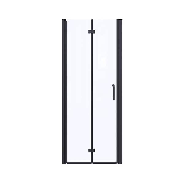 Boosicavelly 30 in. W x 72 in. H Bifold Semi-Frameless Shower Door in Matte Black Finish with Clear Glass