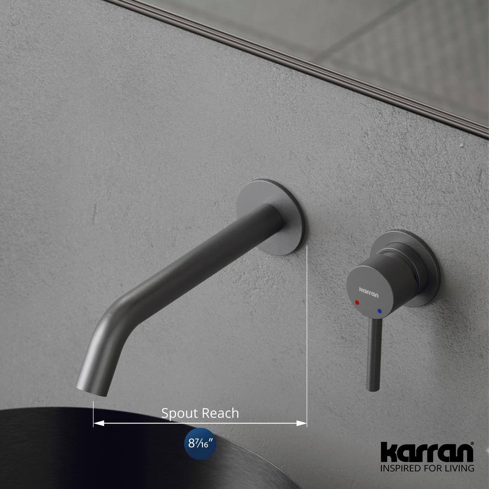 Gunmetal Gray Brass Single Handle Wall-Mount Bathroom Faucet