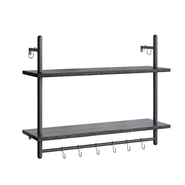 31.5 in. W x 9 in. D Kitchen Decorative Wall Shelf Towel Bar Hooks Wine  Hanging Display Rack Living Room Decor Bathroom TG9150-P89 - The Home Depot
