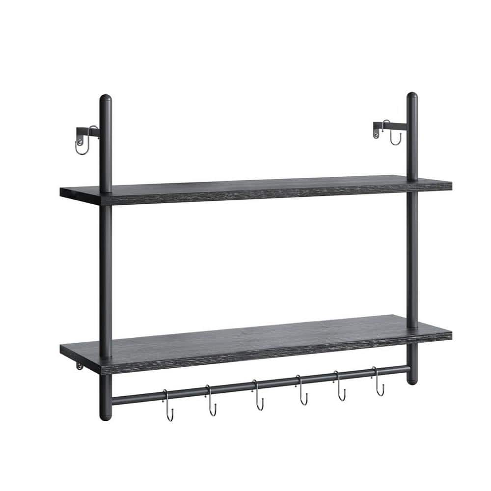 31.5 in. W x 9 in. D Kitchen Decorative Wall Shelf Towel Bar Hooks Wine Han
