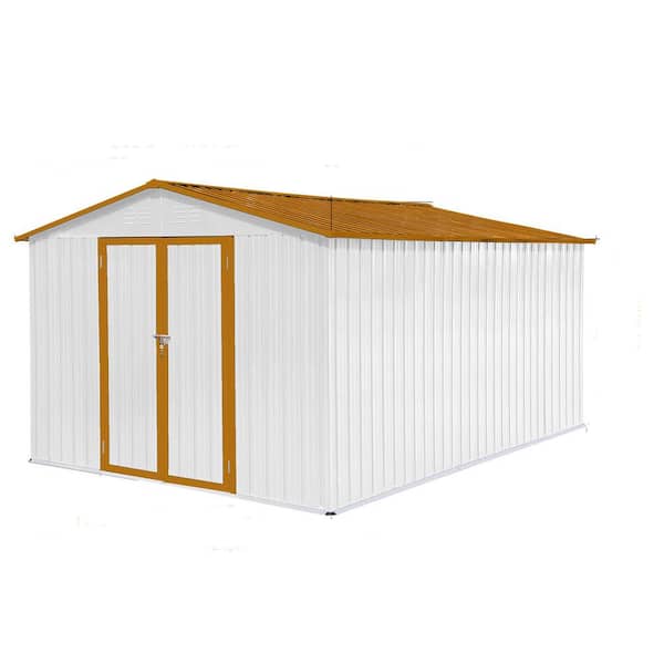 10 ft. W x 12 ft. D Metal Garden Sheds Outdoor Storage Sheds White (120 sq. ft. )