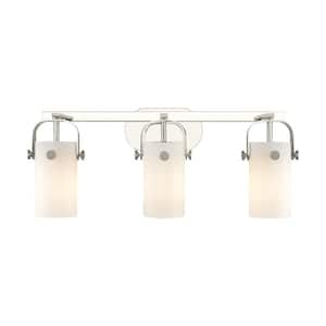 Pilaster II Cylinder 24.88 in. 3-Light Polished Nickel Vanity Light with Glass Shade