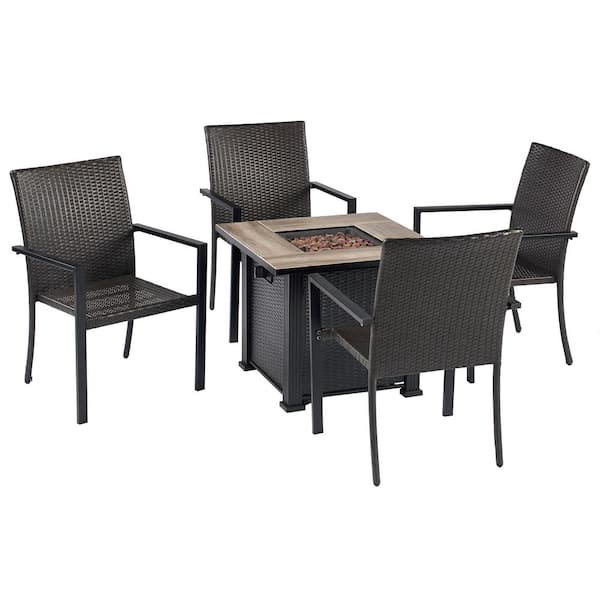 Direct Wicker Maxwell 5 Piece, Patio Furniture Set With Fire Pit Table