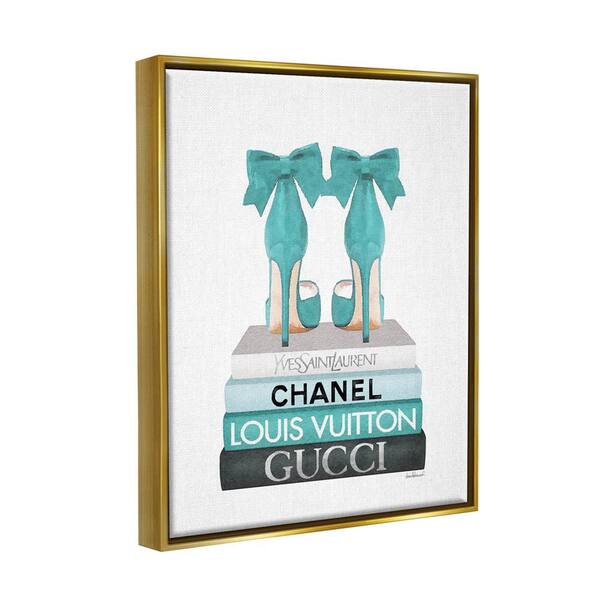 Fashion Essentials with Iconic Glam Brands Canvas Wall Art by Amanda Greenwood Stupell Industries Frame Color: Gold Framed, Size: 31 H x 25 W x 1.7