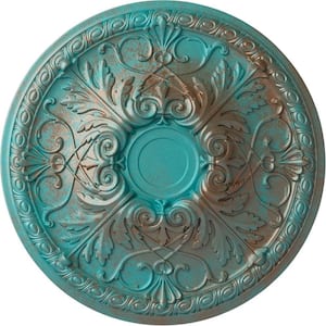 26 in. x 3 in. Tristan Urethane Ceiling Medallion (Fits Canopies up to 5-1/2 in.), Copper Green Patina