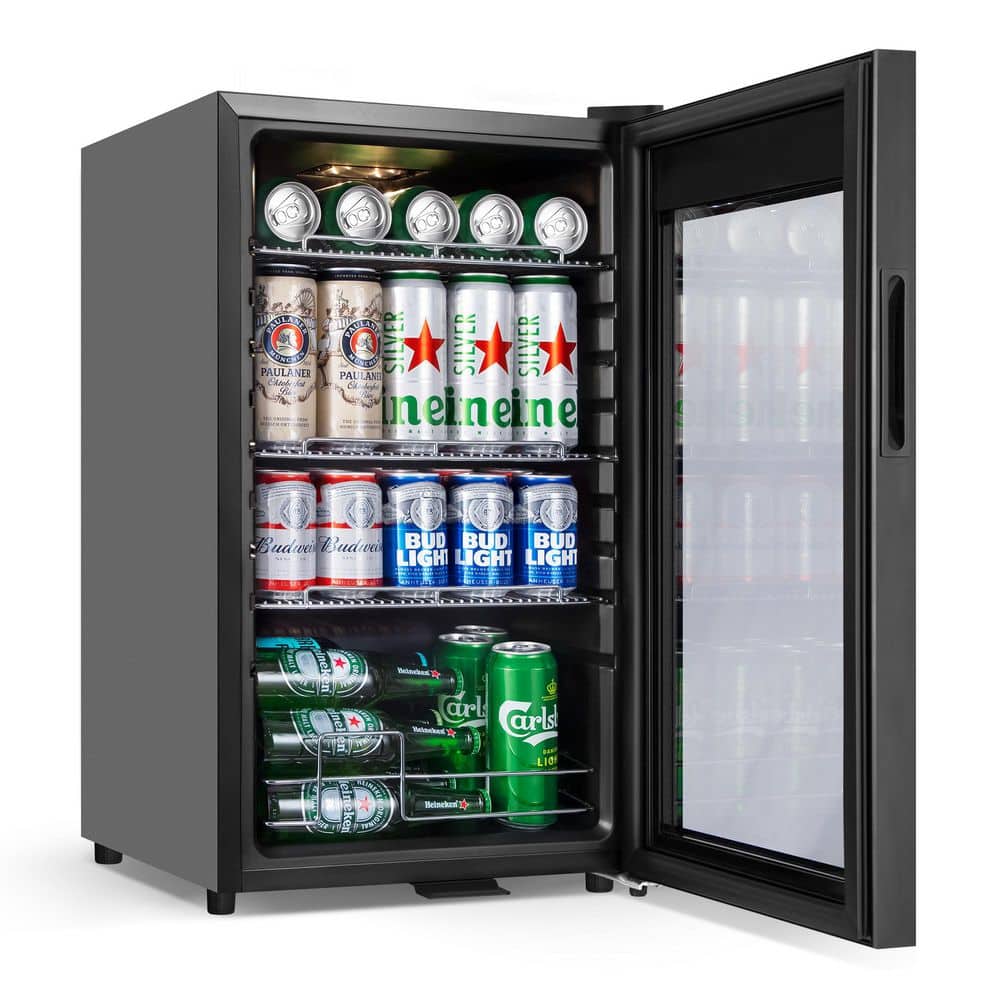 17 in. Single Zone 101 Cans Commercial Freestanding Beverage Cooler with Safety Door Lock in Black price history on PriceWatchPro