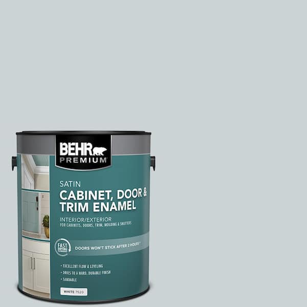 BEHR PREMIUM 1 gal. #N490-1 Absolute Zero Satin Enamel Interior/Exterior Cabinet, Door & Trim Paint