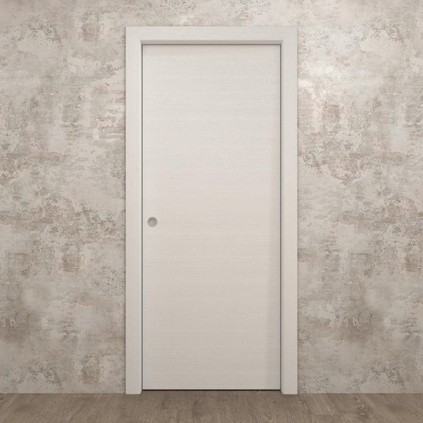 36 in. x 80 in. Painted White Oak Solid Wood Pocket Door With Hardware