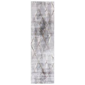 Craft Gray/Brown 2 ft. x 8 ft. Diamond Marble Runner Rug