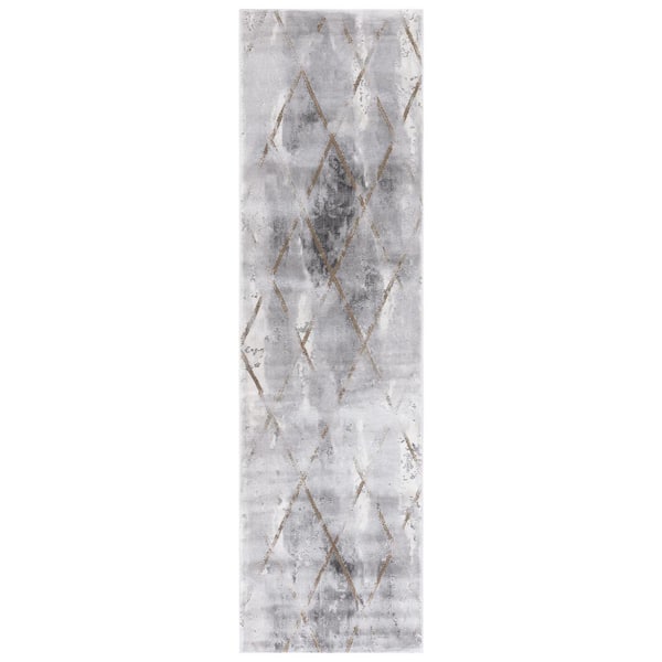 SAFAVIEH Craft Gray/Brown 2 ft. x 8 ft. Diamond Marble Runner Rug