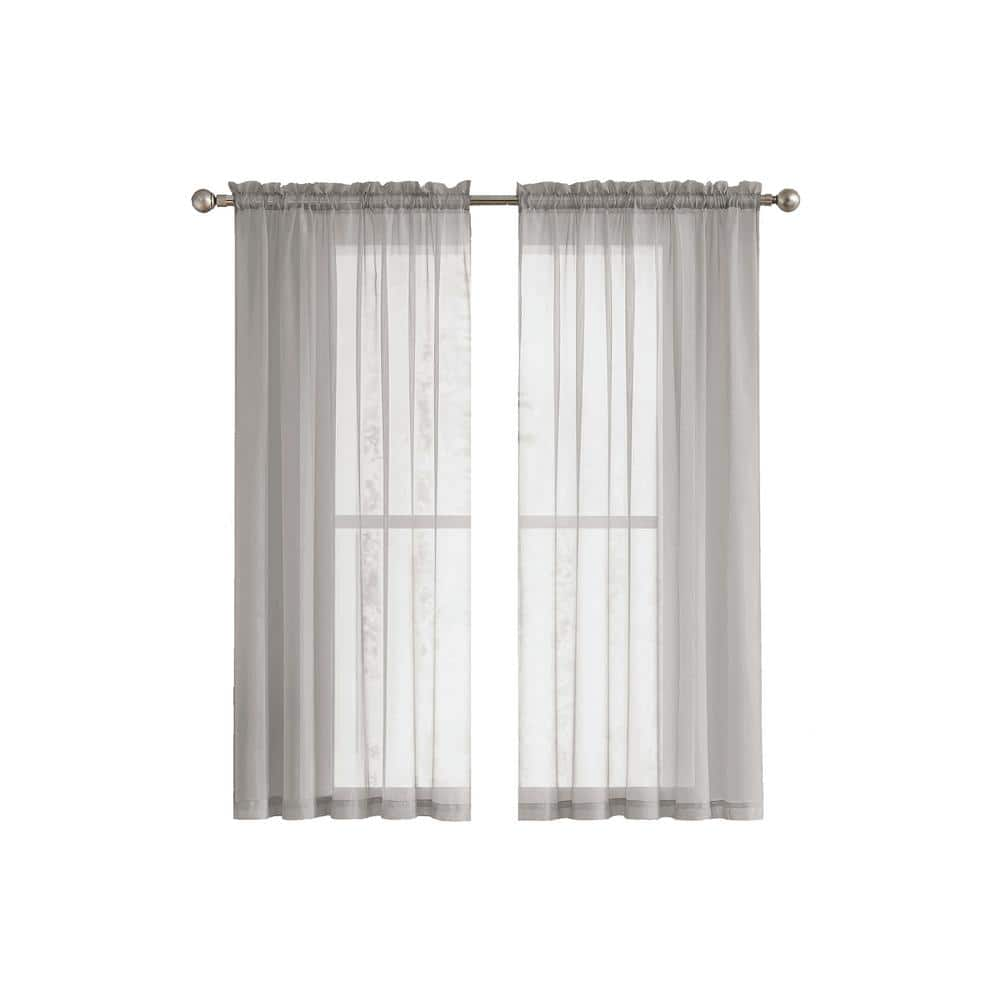 Window Elements Diamond Sheer Extra Wide 56 In X 63 In Polyester   Grey Window Elements Sheer Curtains Ymc014663 64 1000 