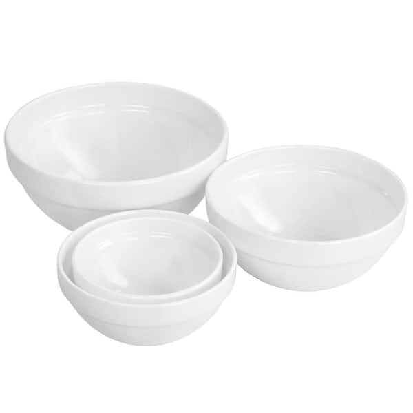 Gibson Ultra White Shadow 8-Piece Tempered Opal Glass Bowl and Lid