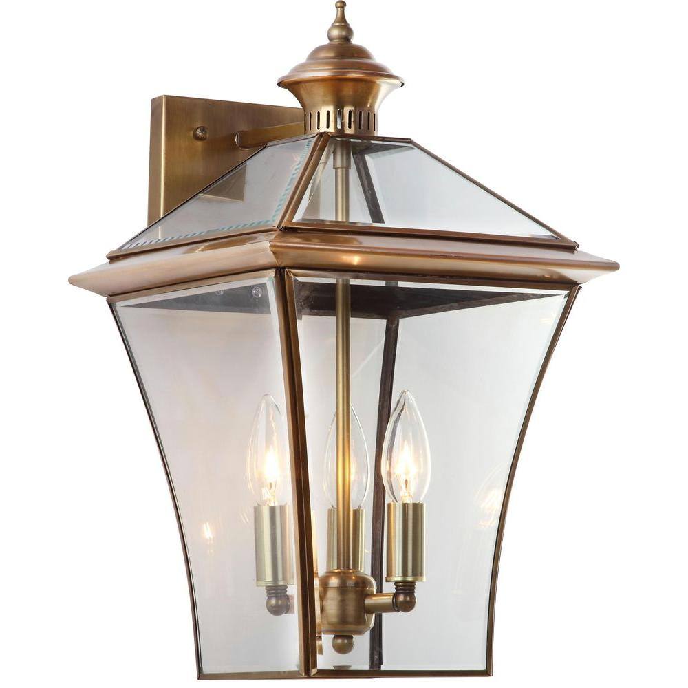 Virginia Brass 17.75" Triple Light Outdoor Wall Sconce