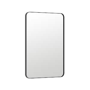 24 in. W x 36 in. H Premium Aluminum Framed Rectangular Bathroom Vanity Wall Mirror in Matte Black