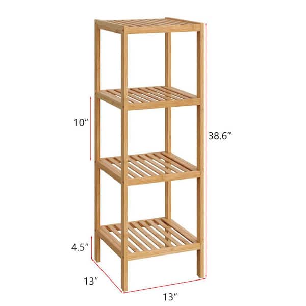 4-Tier Natural Wood Plant Stand (13 in. H W x 38.6 in. H