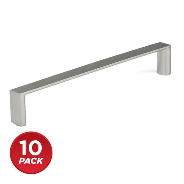 (10-Pack) Megantic Collection 5-1/16 in. (128 mm) Modern Brushed Nickel Rectangular Cabinet Bar Pull