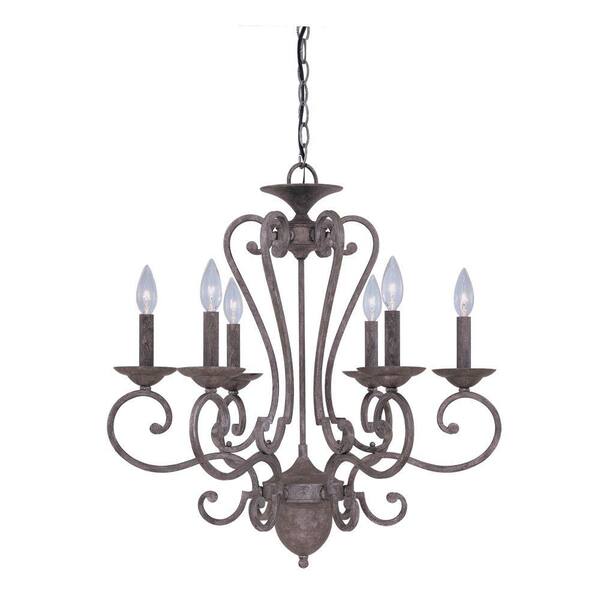 Unbranded Aged French Silver 6-Light Chandelier-DISCONTINUED
