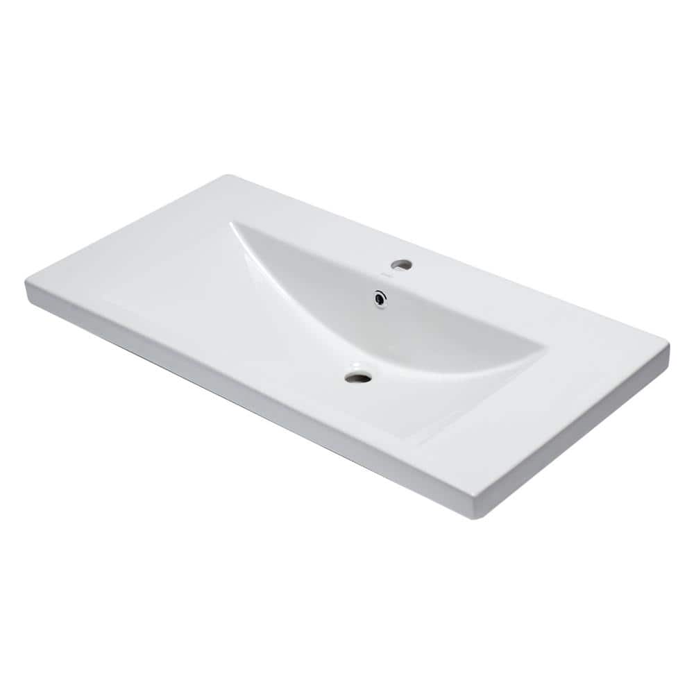 EAGO 7.9 in. Drop-In Sink Basin in White BH002 - The Home Depot