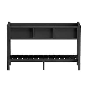 46 in. x 17 in. x 28 in. Outdoor Black Plastic Wood Raised Garden Bed Planter Box with Shelf