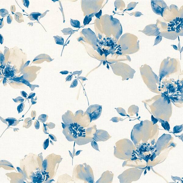 Brewster Ludor Blue Floral Blue Wallpaper Sample
