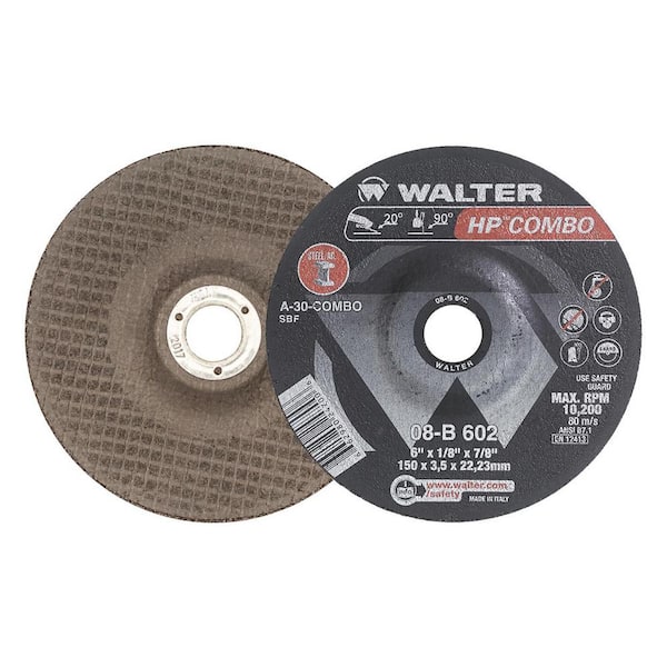 WALTER SURFACE TECHNOLOGIES HP Combo 6 in. x 7/8 in. Arbor x 1/8 in. T27 A-30-Combo Cutting and Grinding Combo (25-Pack)