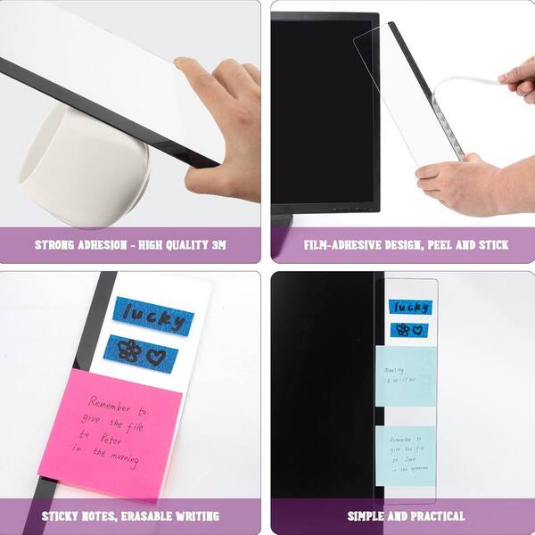 2 Supports Notes Autocollants Pour écran - Acrylique Transparent, Pour Bord D'écran PC, Bureau - 12
