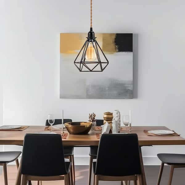 182.55 in. 1-Light Vintage Plug-In Hanging Pendant Lamp with Hemp Rope and Dimmer Switch for Kitchen Island 1-Pack