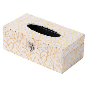 Rectangular Velvet Modern Paper Facial Tissue Box Holder in White