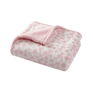 Ombre In The Hearts Pink Sherpa Microfiber Throw Blanket