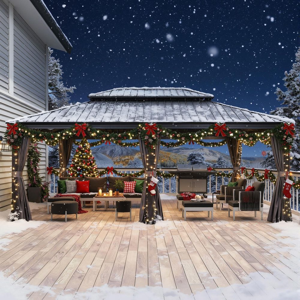 PURPLE LEAF 14 ft. x 20 ft. Luxury Patio Outdoor Gazebo for