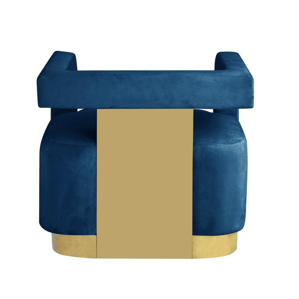 Luxurious Square Arm Blue Velvet Accent Chair