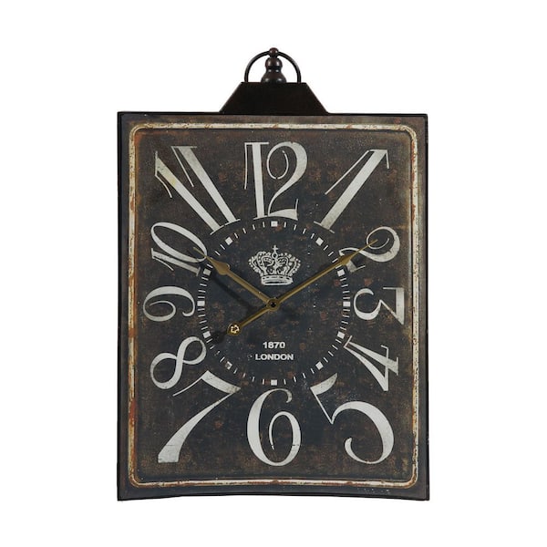 ilemong 25.6 in. x 15.8 in. Black Vintage Rectangle Wall Clock with White Numerals