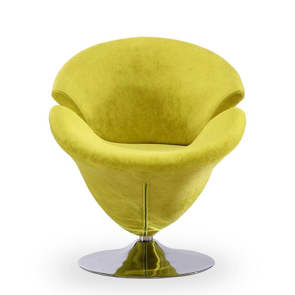 Blossom Unfolding Green Velvet Barrel Swivel Accent Chair