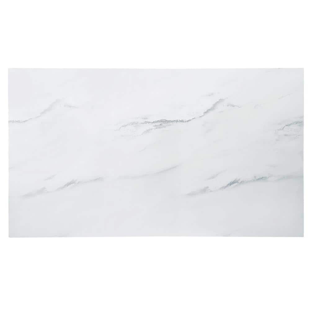 White Faux-Marble and Wood Rectangular Dining Table for Six