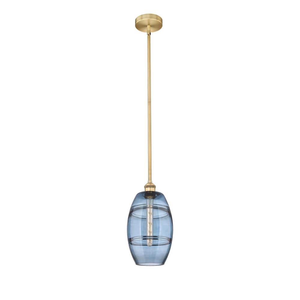 Vaz 100-Watt 1-Light Brushed Brass Standard Mini Pendant Light with Painted Glass Shade, No Bulbs Included price history on PriceWatchPro