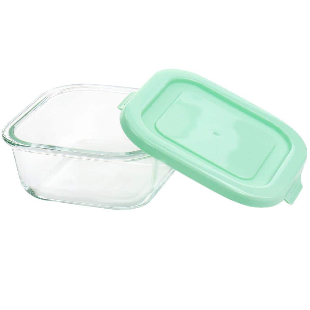 Martha Stewart Clear Glass Storage Containers with Mint Lids, 6-Piece Set