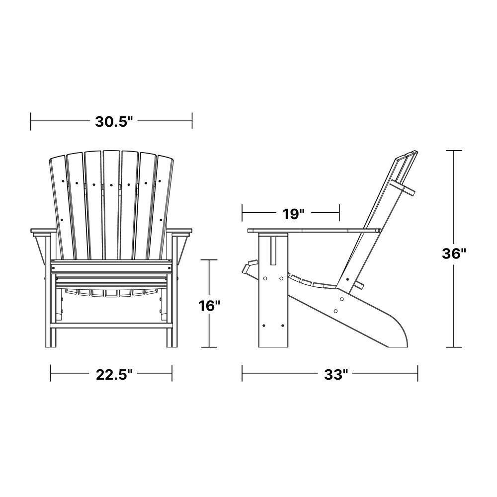 Heritage Aruba Blue and Black HDPE Adirondack Chair
