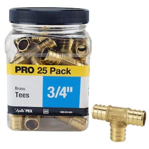 3/4 in. Brass PEX Barb Tee Pro Pack (25 Pack)