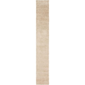 Solid Shag Taupe 16 ft. Runner Rug