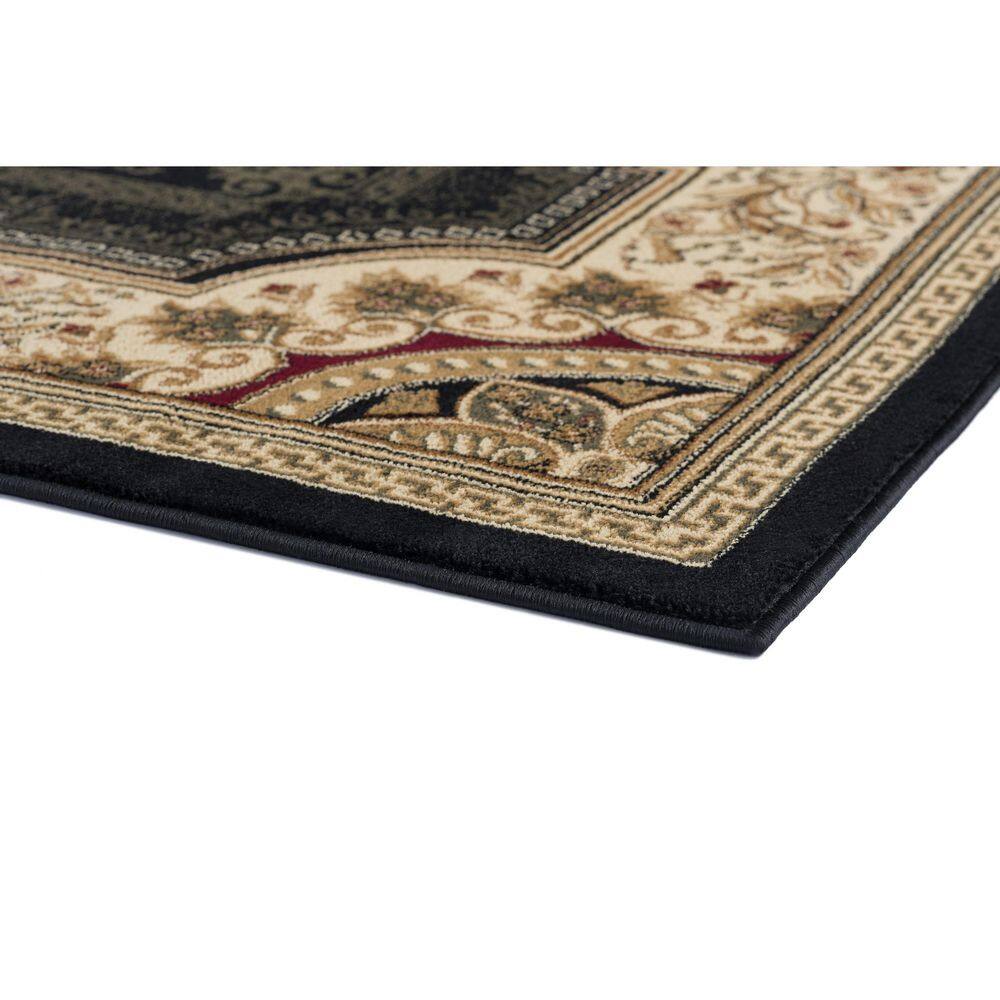 Sensation Oriental Medallion 2' x 3' Black Synthetic Area Rug