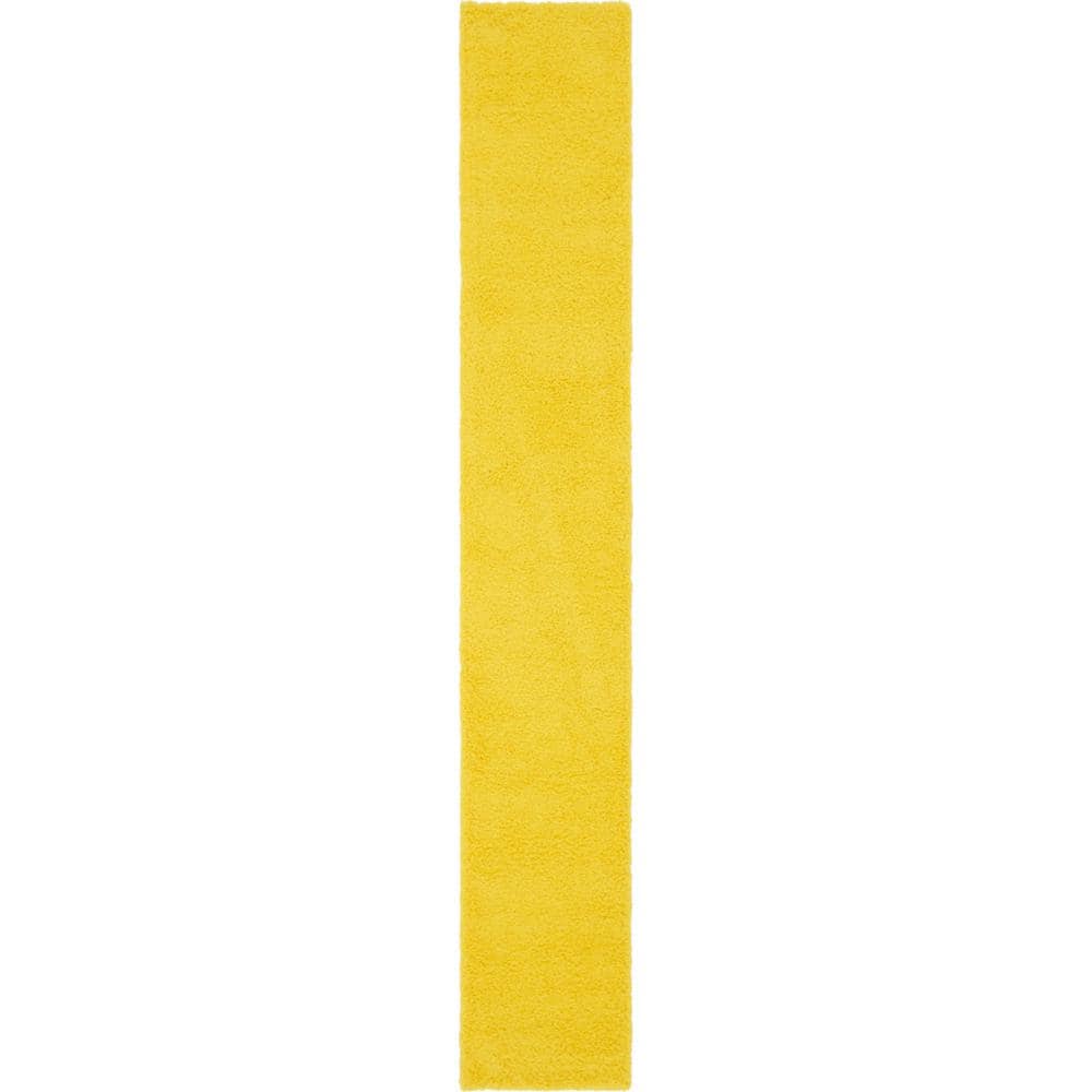 Solid Shag Collection Area Rug (2 ft. 7 in. x 16 ft. 5 in. Runner Tuscan Sun Yellow) price history on PriceWatchPro